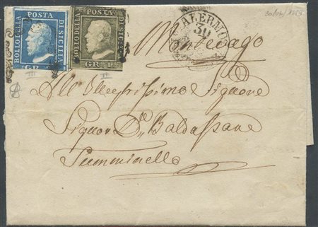 Lettera da Palermo per Montevago affrancata per 3gr tramite un 2gr. N.8d...
