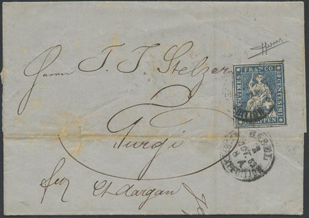 Lettera da Basilea a Burgg affrancata con 10Rp. Blu N.13