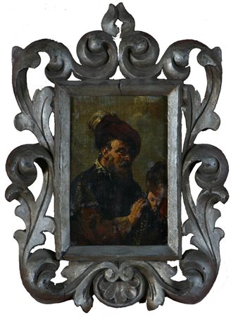 ANONIMO Uomo in preghiera. olio su tela su tavola. Cm 10,20 x 15,50. ....