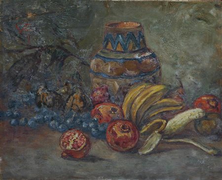 ANONIMO Natura morta. Olio su tavola. Cm 51,00 x 41,50. Al retro ritratto...