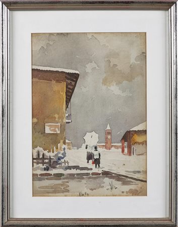 ANONIMO Senza titolo. Acquerello su cartone. Cm 34,00 x 44,00. Firma...