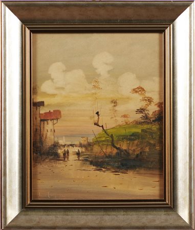 ANONIMO Senza titolo. Tecnica mista su cartone. Cm 24,00 x 30,00. Firma...