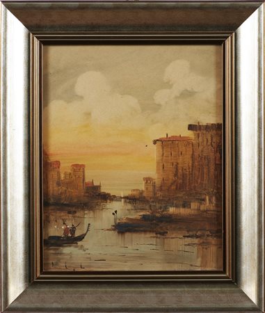 ANONIMO Senza titolo. Tecnica mista su cartone. Cm 24,00 x 30,00. Firma...