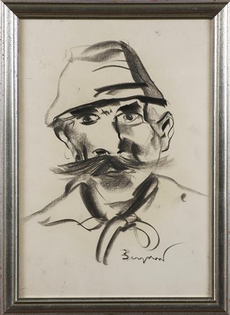 BERGOMI GIACOMO (1923 - 2003) Senza titolo. Carboncino su carta. Cm 35,00 x...