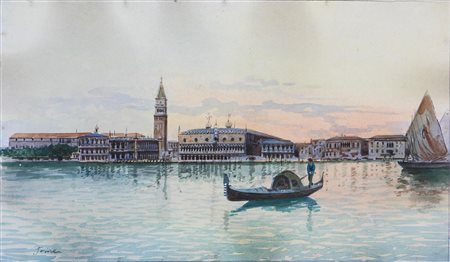 ANONIMO Veduta di Venezia. 1991. Acquarello su carta. Cm 48,00 x 28,00. Firma...