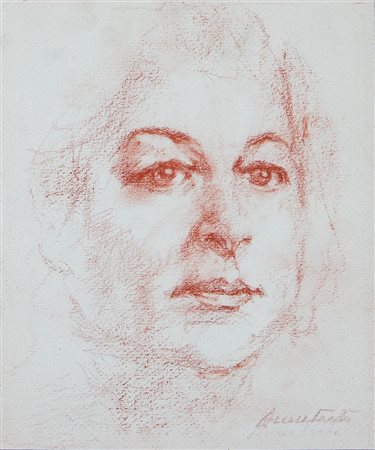 ANONIMO Ritratto. sanguigna su carta. Cm 19,00 x 23,00 x 1,00. Firma in basso...