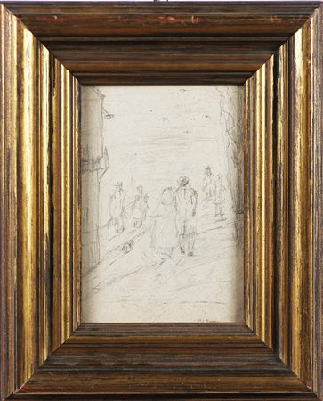 Senza titolo. Matita su cartoncino. Cm 17,00 x 24,50. Siglato in basso a...