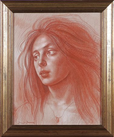 DECCA DINO (1935 - 2005) Fanciulla. Pastelli su carta. Cm 40,00 x 50,00....