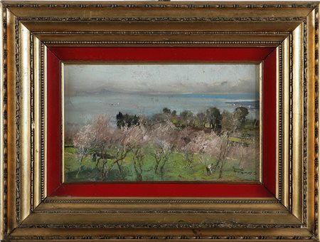 CASCIARO GIUSEPPE (1863 - 1945) Capri da Via Aniello Falcone. 1905. Pastello...