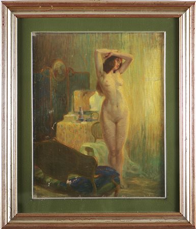 ANONIMO DEL XX SECOLO Nudo di donna. Olio su tela. Cm 40,00 x 50,00. ....
