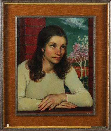 MUSITELLI GIULIO VITO (1901 - 1990) Ritratto femminile. Olio su tela. Cm...