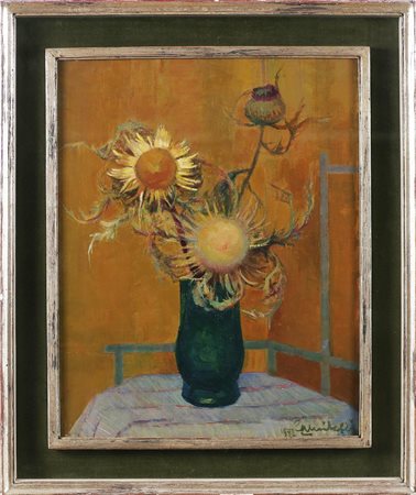MUSITELLI GIULIO VITO (1901 - 1990) Girasoli. 1972. . Cm 40,00 x 50,00. Firma...