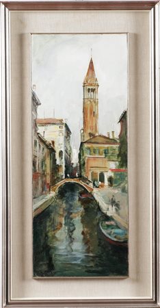 DINO ROSSI (1904 - 1982) Senza titolo. Olio su tela. Cm 21,00 x 78,00. Firma...
