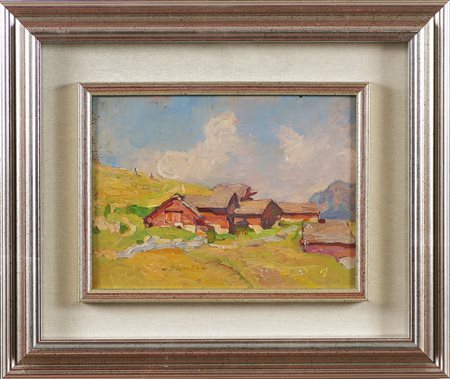 ANONIMO Rifugi in montagna. Faggeto di Vigornesso (al retro). Olio su tavola....