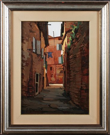 MARAMOTTI GIULIANO Città della Pieve. 1975. Olio su tavola. Cm 38,00 x 51,00....