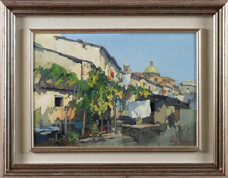 PESA GIUSEPPE (1928 - 1992) Polistena vecchia. Olio su tavola. Cm 50,00 x...