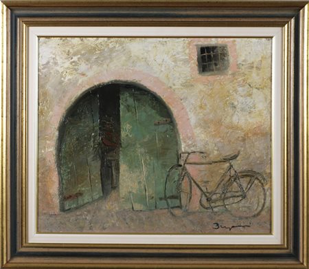 BERGOMI GIACOMO (1923 - 2003) Senza titolo. Olio su tela . Cm 50,50 x 61,00....