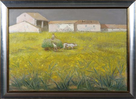 BERGOMI GIACOMO (1923 - 2003) Senza titolo. Olio su tela. Cm 100,00 x 70,00....