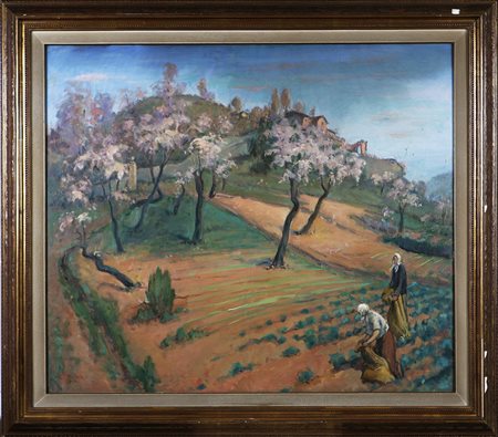 DI PRATA OSCAR (1910 - 2006) Senza titolo. 1949. Olio su tela. Cm 108,00 x...