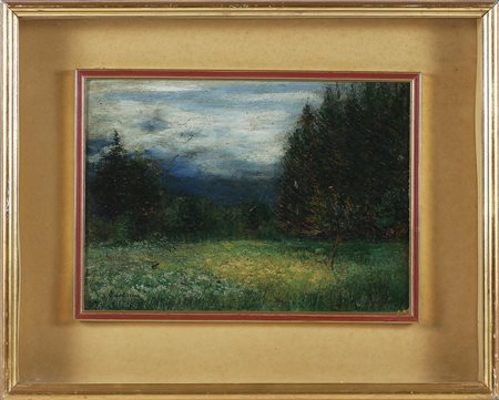 CALDERINI MARCO (1850 - 1941) Bosco. olio su tavoletta. Cm 41,60 x 30,10. ....