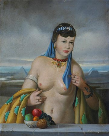 GAJONI ADRIANO (1913 - 1965) Cleopatra. Olio su tavola. Cm 40,00 x 50,00....