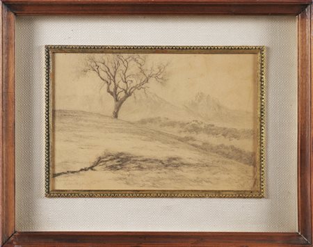 DE SANCTIS ITALO (1881 - 1943) Paesaggio a Spoltore. 1929. Matita su carta....