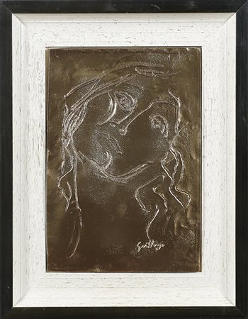 GUTTUSO RENATO (1912 - 1987) Volto. Resina incamiciata. Cm 21,50 x 31,00....