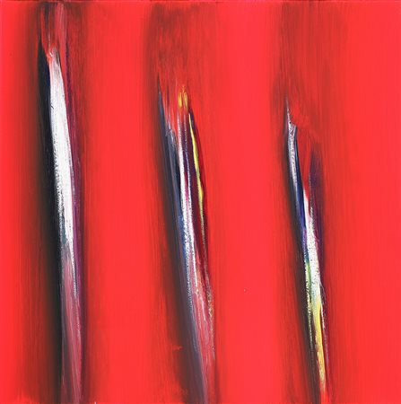 FINZI ENNIO (n. 1931) Il verso del colore in rosso. 2009. Olio su tela. Cm...