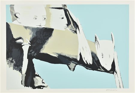 Remo Brindisi PASTORALE litografia su carta, cm 70x50; es. prova d'autore firma