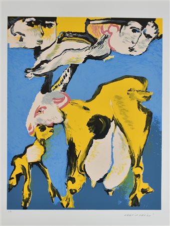 Remo Brindisi PASTORALE litografia su carta, cm 70x50; es. prova d'autore firma