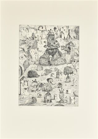 Antonio Possenti AUTUNNO incisione su carta, battuta cm 40x30, su foglio cm...