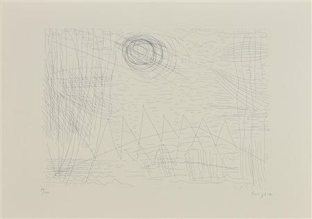 Antonio Corpora NAVIGAZIONE E COMETA Acquaforte, mm 345x495, su foglio cm...