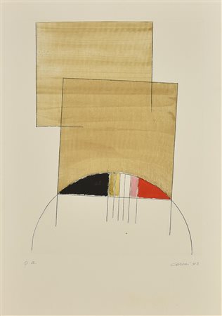 Eugenio Carmi SENZA TITOLO Acquaforte-Acquatinta a colori, mm 498x392, su...