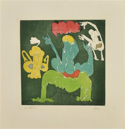Renato Volpini SENZA TITOLO Acquaforte-Acquatinta a colori, mm 328x328, su...