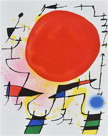 Joan Miro' SENZA TITOLO litografia su carta (d'apres), cm 34x26; litografia...