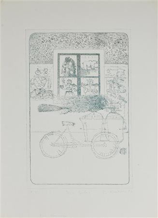 Claudio Knopfli BY-CYCLUS acquaforte su carta, cm 70x50 (lastra cm 50x32);...