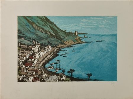 Rudi Gorog LA BAIA incisione su carta, battuta cm 39X59, su foglio cm...