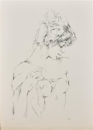 Nardi NUDO FEMMINILE serigrafia su carta, cm 70x50; es. I/X timbro a secco de...