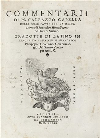 CAPELLA, Galeazzo (1487-1537) - Commentari delle cose fatte. Venezia: Giovanni