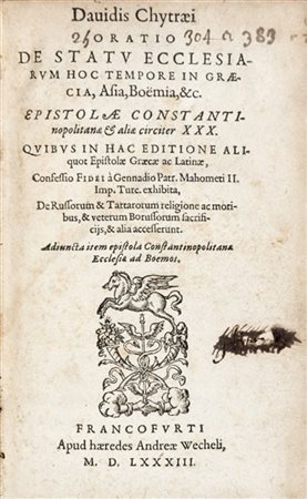 CHYTRAEUS, David (1531-1600) - Oratio de statu ecclesiarum hoc tempore in Graec