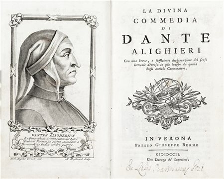 DANTE ALIGHIERI (1265-1321) - La Divina Commedia. Verona: Berno, 1749.

Copia i