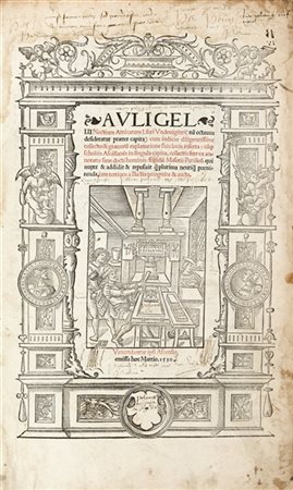 GELLI, Aulio (ca.123-180) - Noctium atticarum. Parigi: Bado Ascensio, 1530. [LE