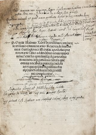 OVIDIO, Publio Nasone (43 a.C.-17? d.C.) - De Tristibus. [Venezia: Giovanni Tac