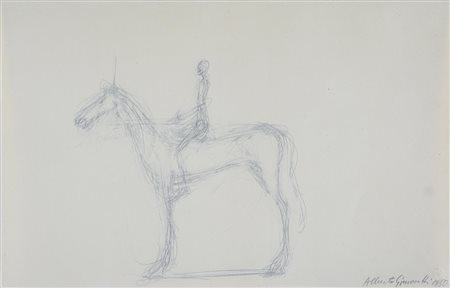 GIACOMETTI ALBERTO (1901 - 1966) Cavallo e cavaliere. 1963. Fotolitografia....