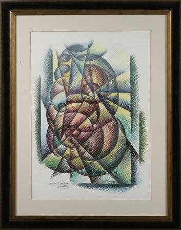 DOTTORI GERARDO (1884 - 1977) Composizione futurista. Litografia ritoccata a...