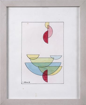 VERONESI LUIGI (1908 - 1998) Senza titolo. 1987. Acquarello su carta su tela....