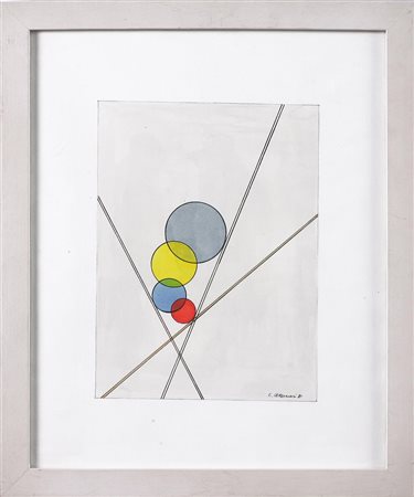 VERONESI LUIGI (1908 - 1998) Senza titolo. 1987. Acquarello su carta su tela....