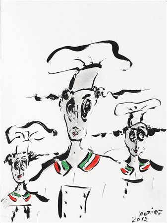 DURIEZ JEAN PIERRE (n. 1949) Project de tableau. 2012. Tecnica mista su...