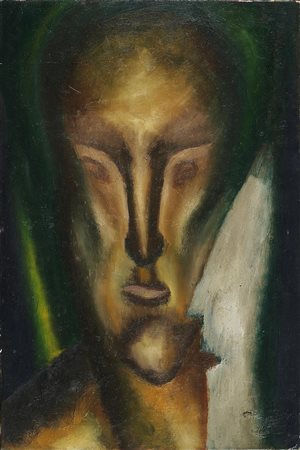 CINGOLANI MARCO (n. 1961) Uomo e demone. 1985. Olio su tela . Cm 40,00 x...