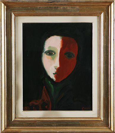 GUIDI VIRGILIO (1892 - 1984) Baronessa. 1957. Olio su tela. Cm 40,00 x 51,00....